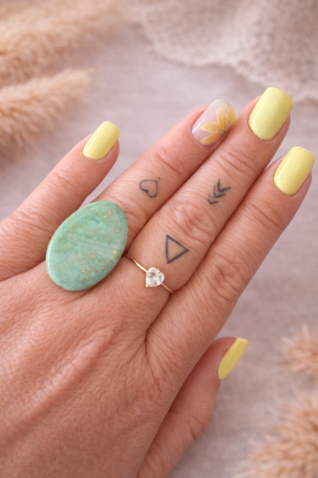 Bague « Ovale » mini, vert/doré