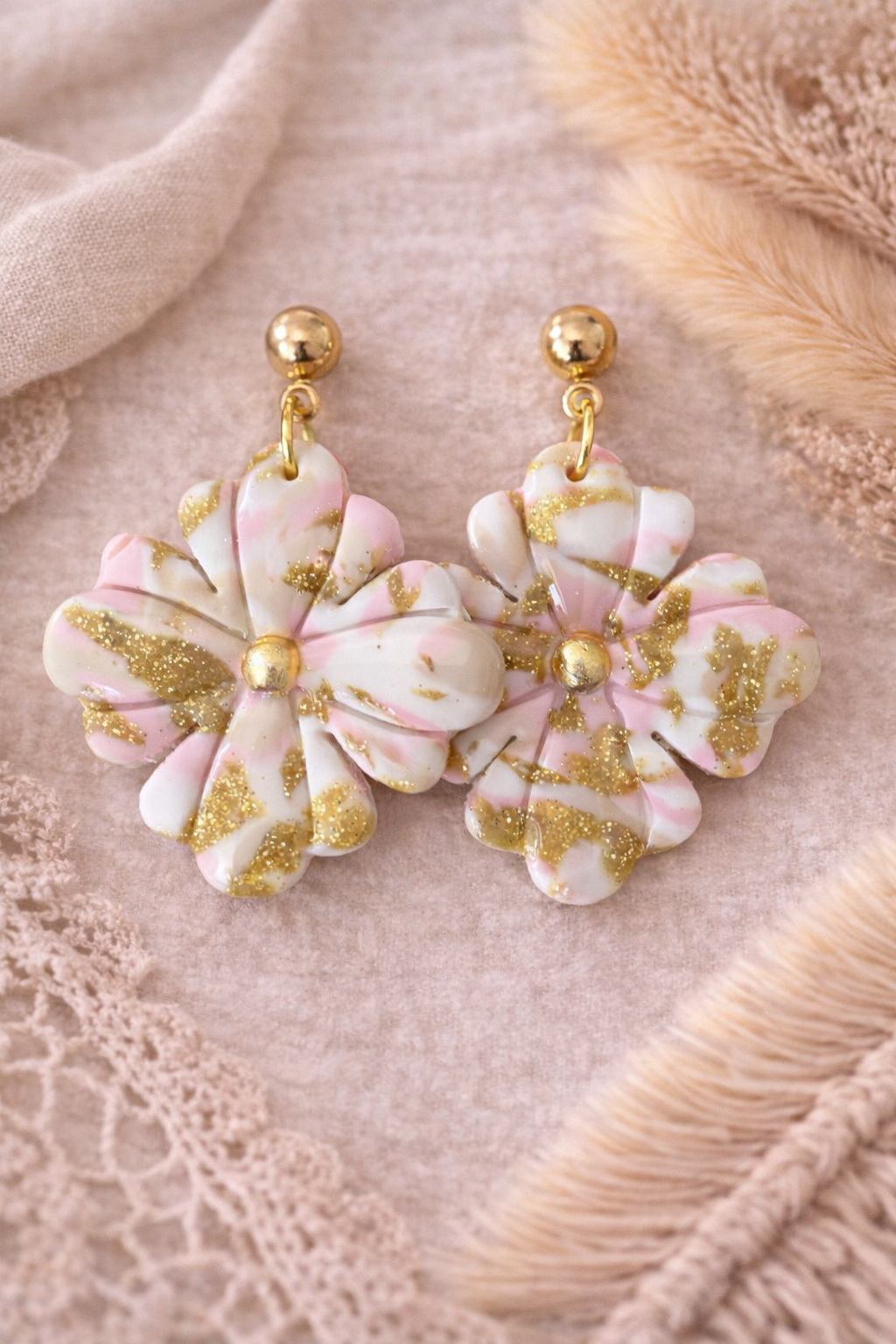 Boucles d’oreilles « Tessa » marbré