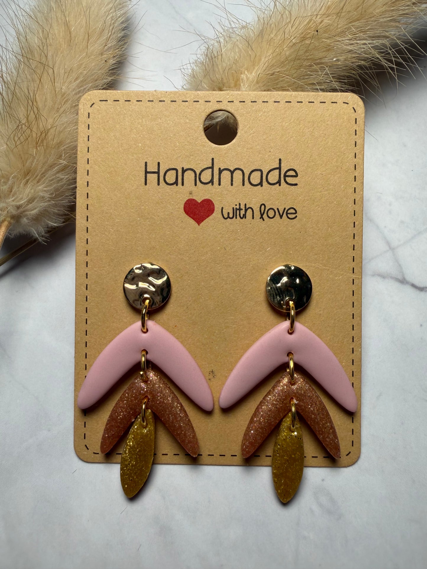 Boucles d’oreilles « Boho » rose/doré