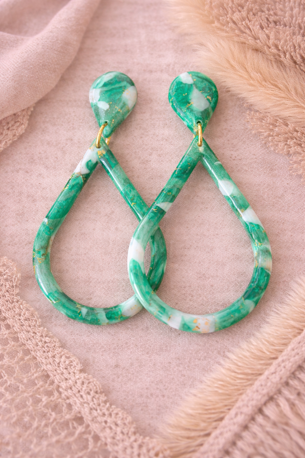 Boucles d’oreilles « Goutte de Marbre »