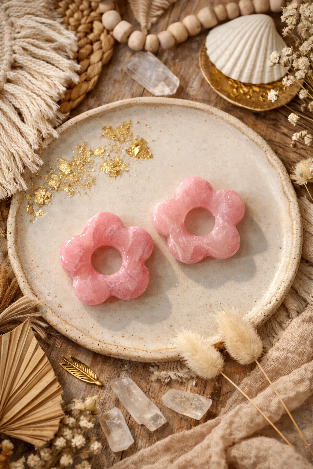 Pampilles "Flora" M, quartz rose