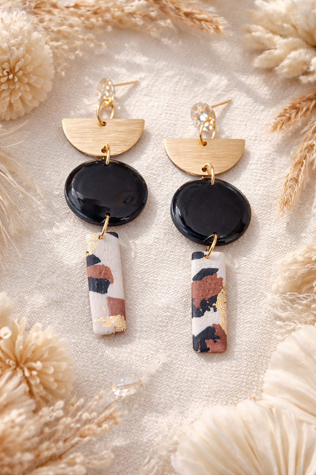 Boucles d’oreilles « Léopard » géométrique noir