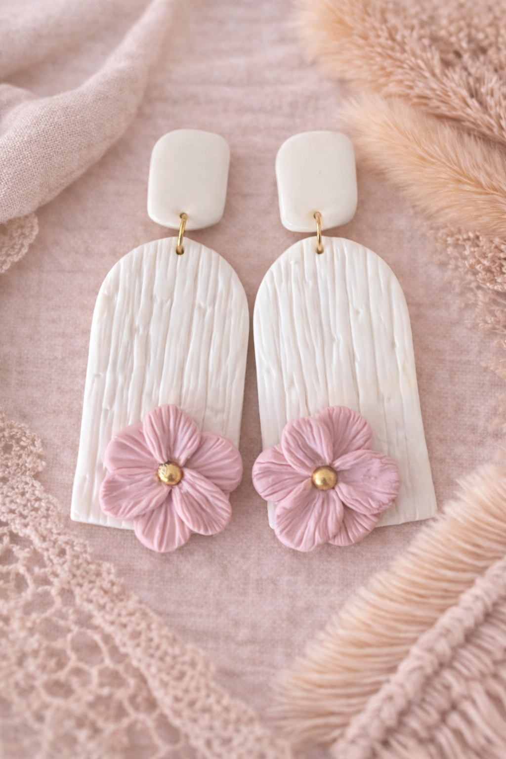 Boucles d’oreilles « Giulia » blanc/rose