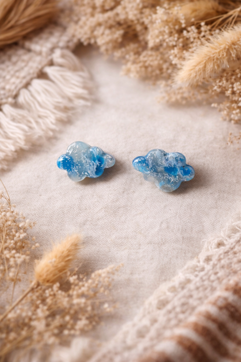 Puce « Nuage », marbré bleu/argenté