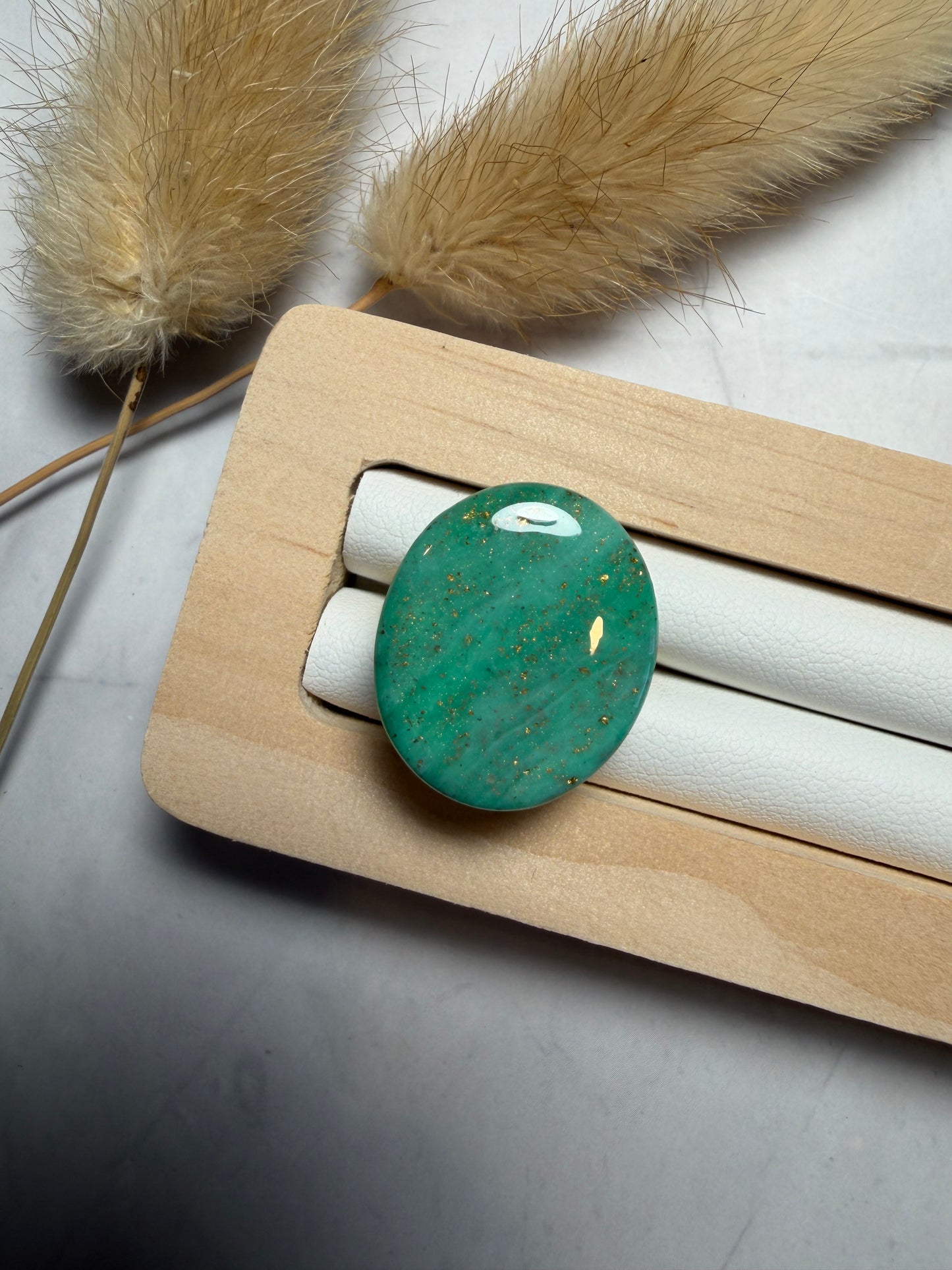 Bague « Ovale » mini, vert/doré