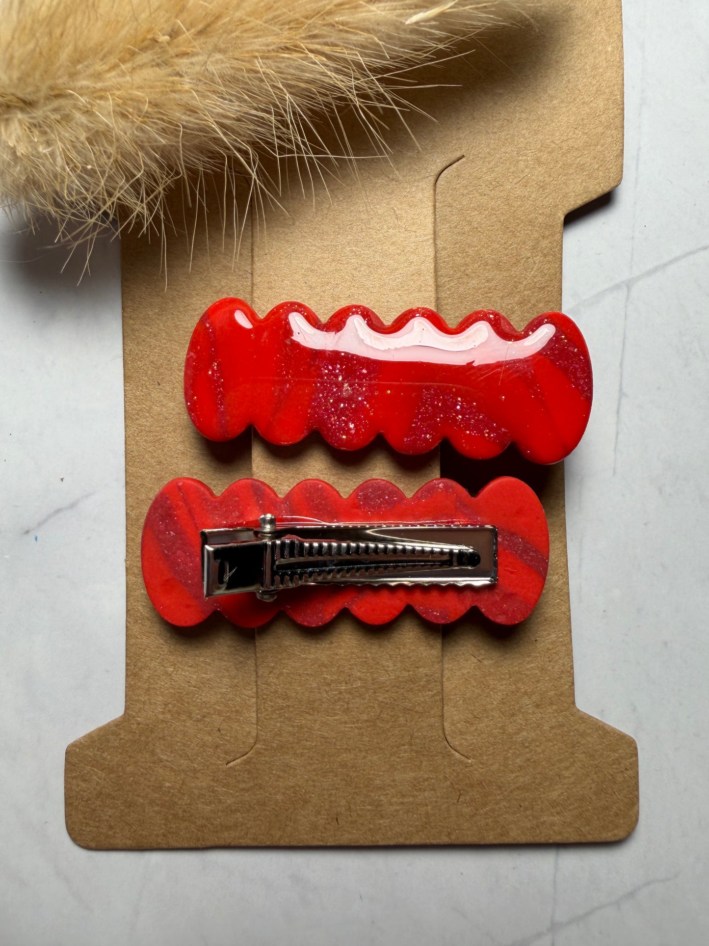 Pince à cheveux « Marbre Rouge »