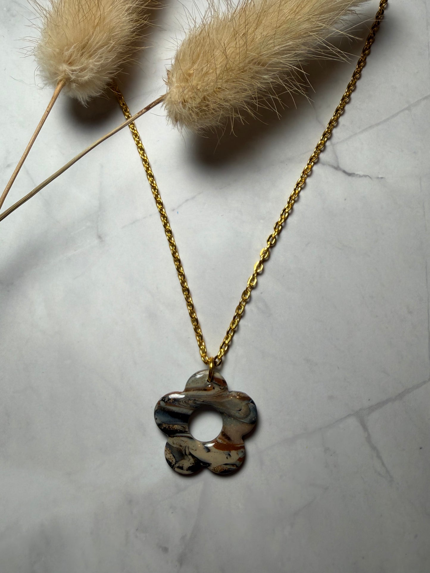 Collier « Flora » M, gris/doré