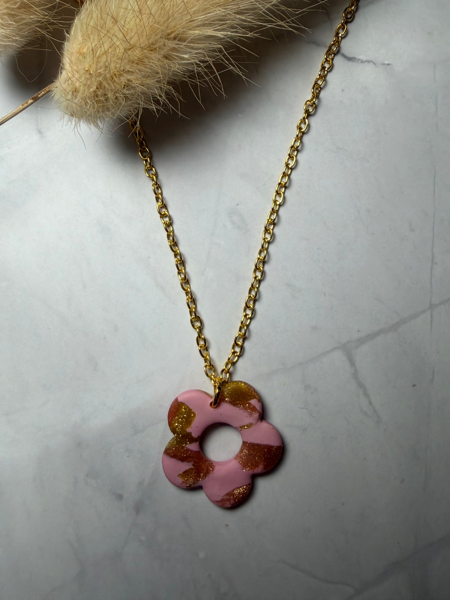 Collier « Flora » M, rose/doré