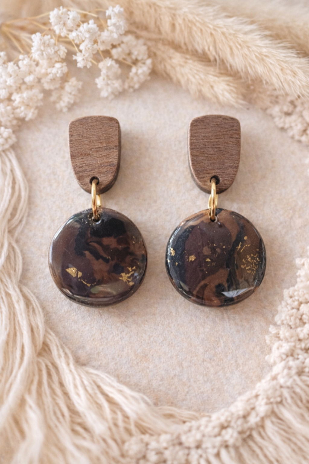 Boucles d’oreilles « Nina » marron/doré