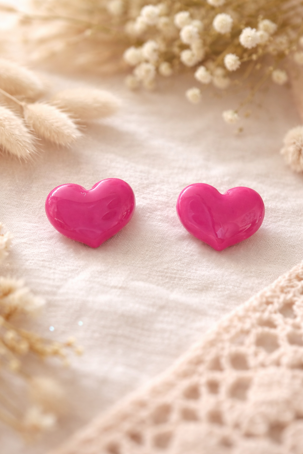 Boucles d’oreilles « Amour », Fushia