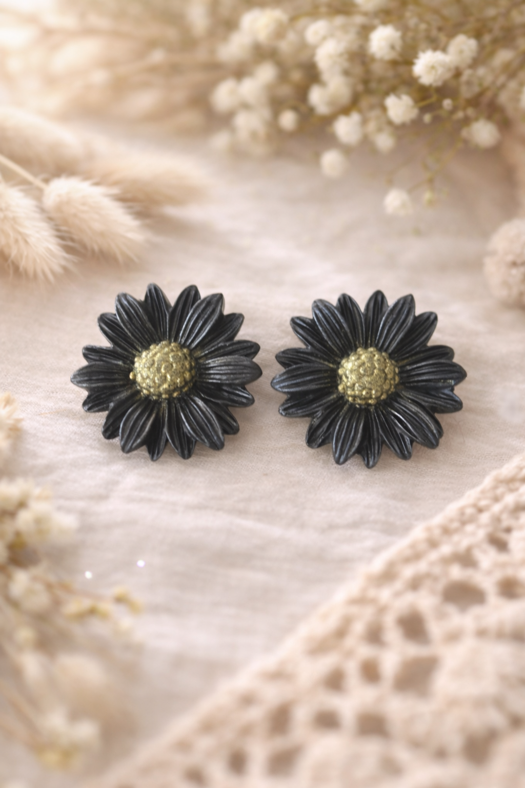 Boucles d’oreilles « Maria » M, noir/doré