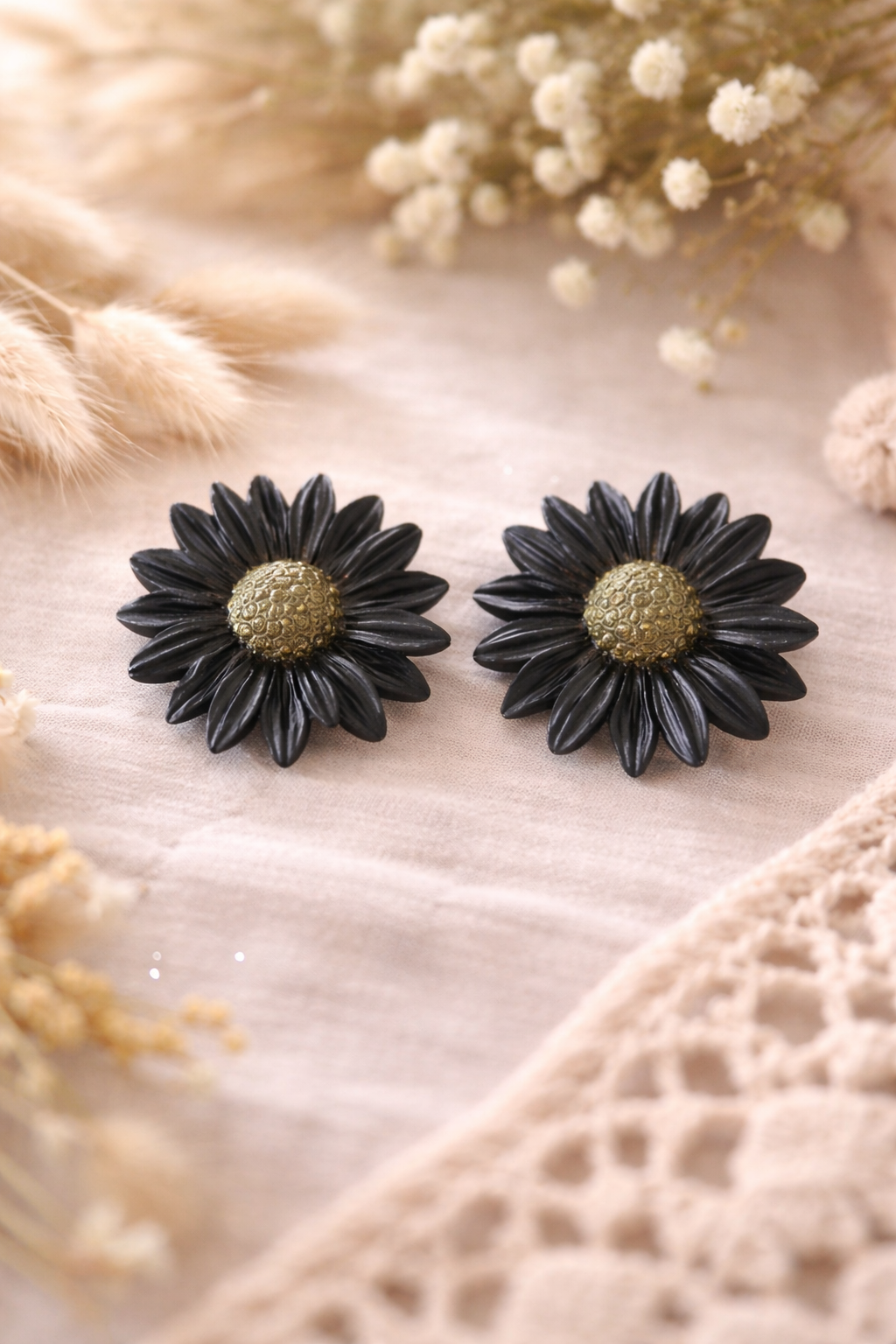 Boucles d’oreilles « Maria » L, noir/doré