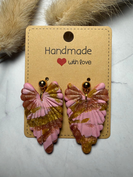 Boucles d’oreilles « Laurine » rose/doré