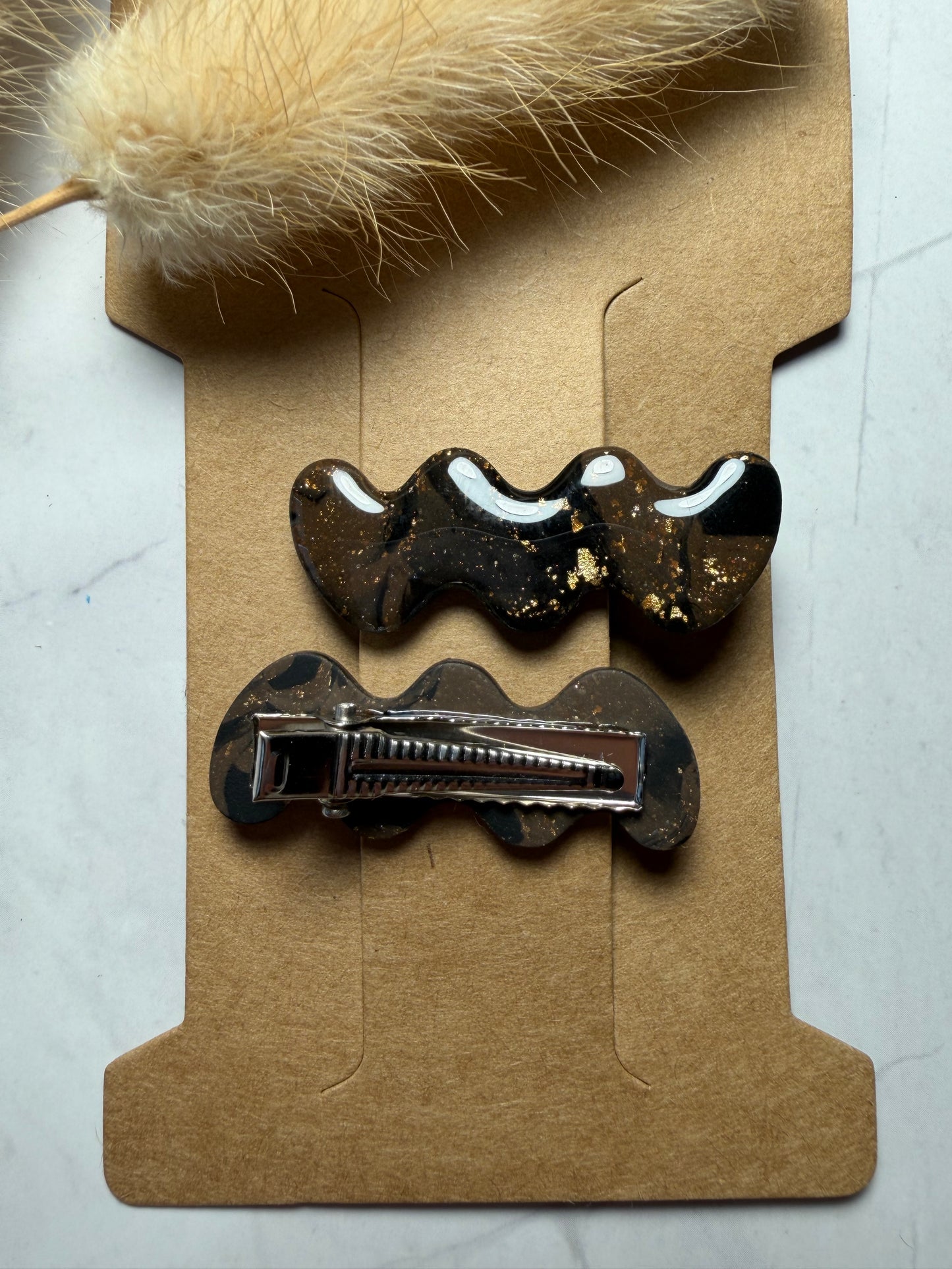 Pince à cheveux « Marbre Marron »