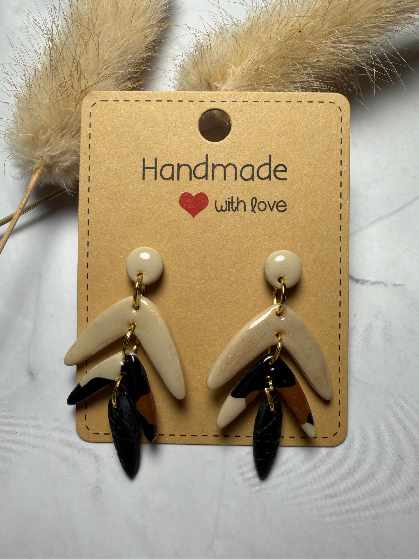 Boucles d’oreilles « Boho » marron/beige