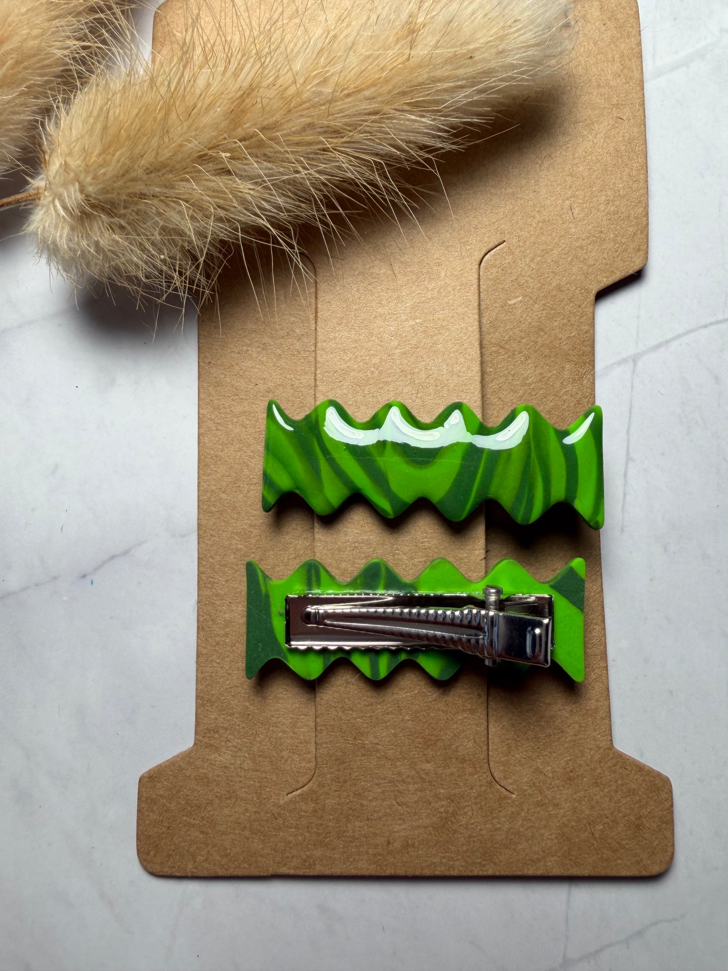 Pince à cheveux « Marbre vert »