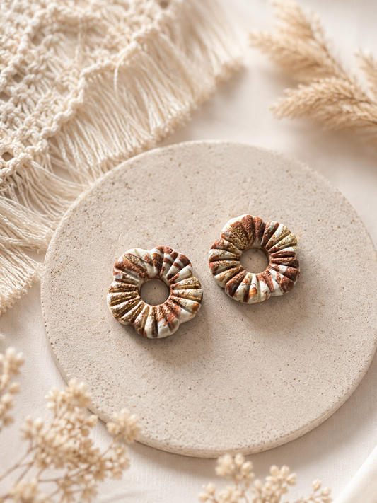 Pampilles « Leila », beige/marron/corail/doré