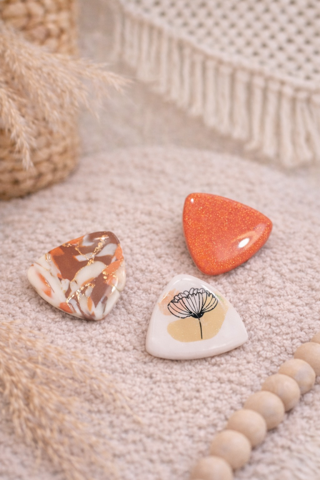 Magnets "Galets", corail/marron/vanille