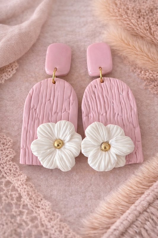 Boucles d’oreilles « Giulia » rose/blanc