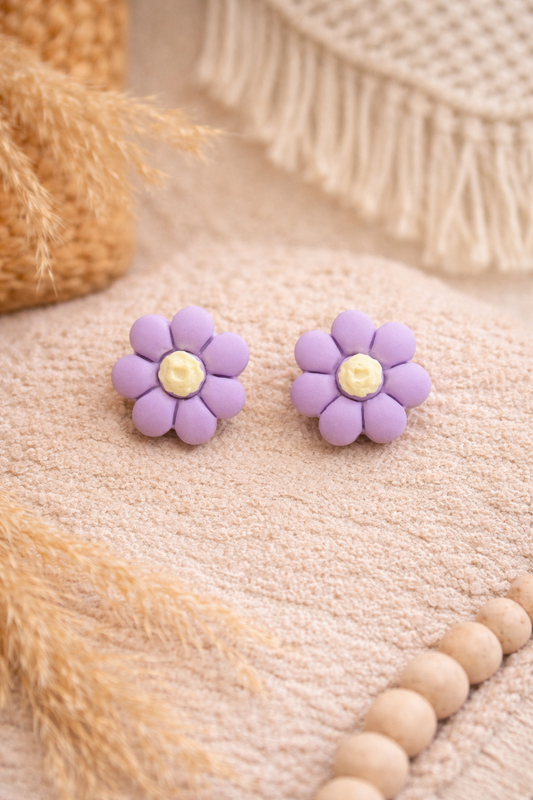 Puces "Mini Fleurs" lilas/vanille