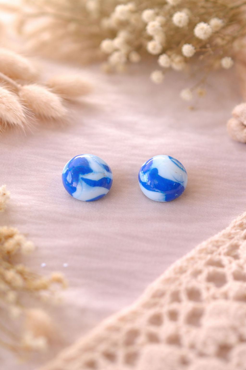 Boucles d’oreilles « Puce » marbré Santorin