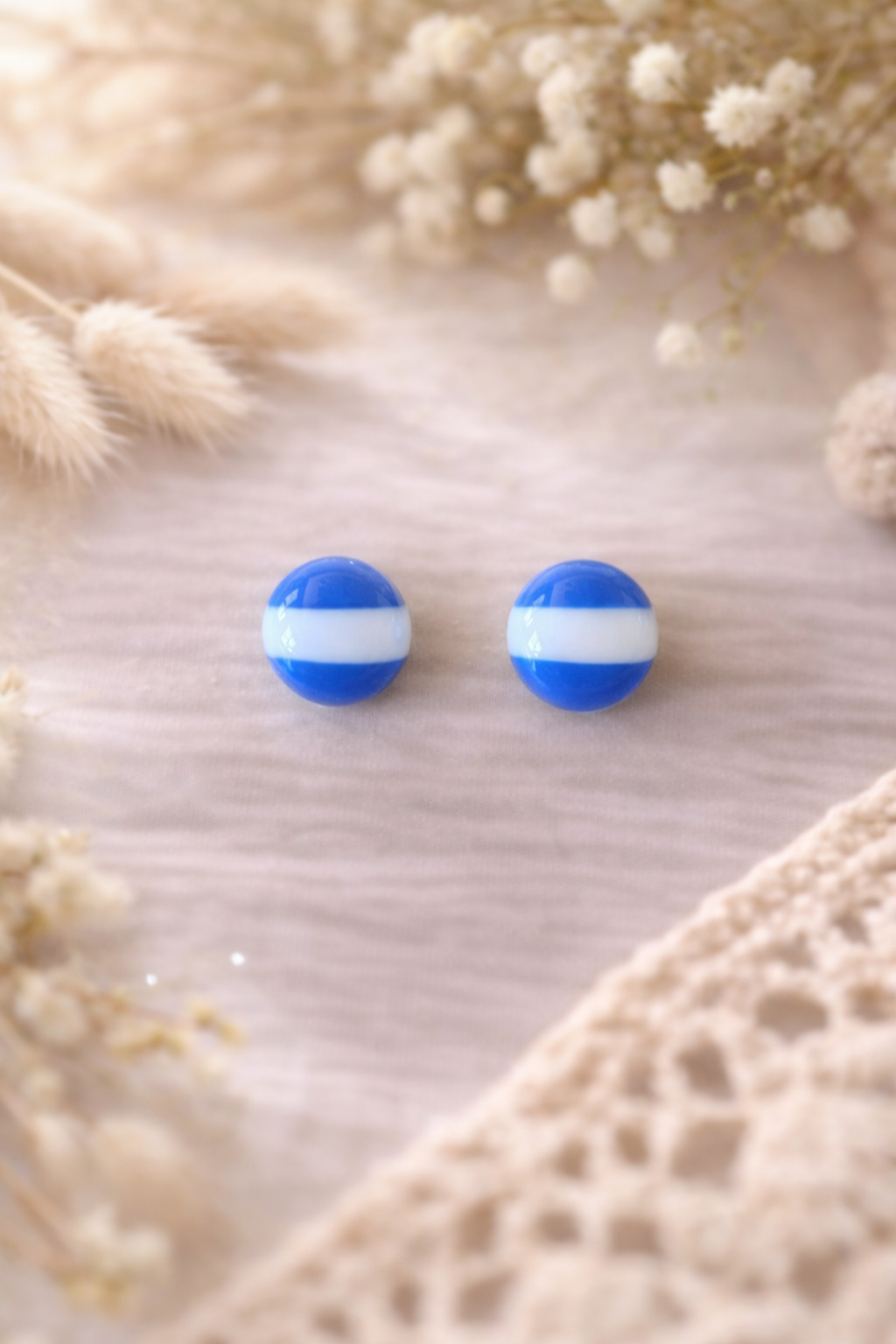 Boucles d’oreilles « Puce » rayée Santorin