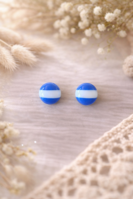 Boucles d’oreilles « Puce » rayée Santorin