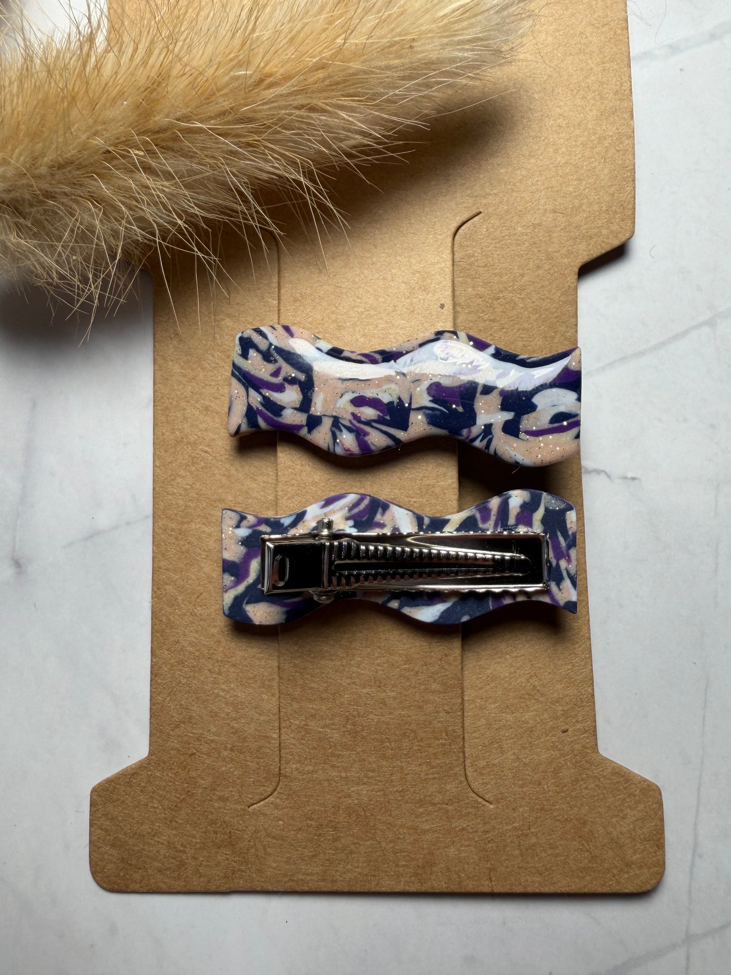 Pince à cheveux « Marbre violet »