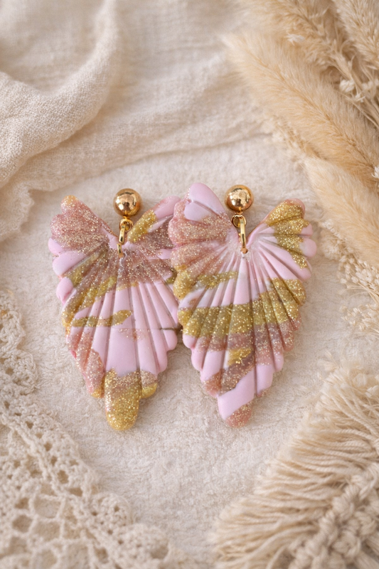 Boucles d’oreilles « Laurine » rose/doré