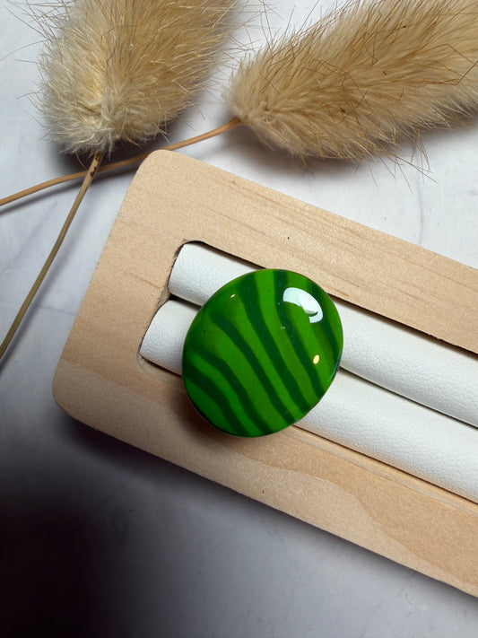 Bague « Ovale » mini, marbré vert/kaki