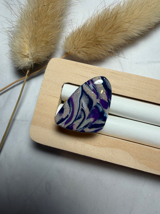 Bague « Galet » marbré violet/beige/doré