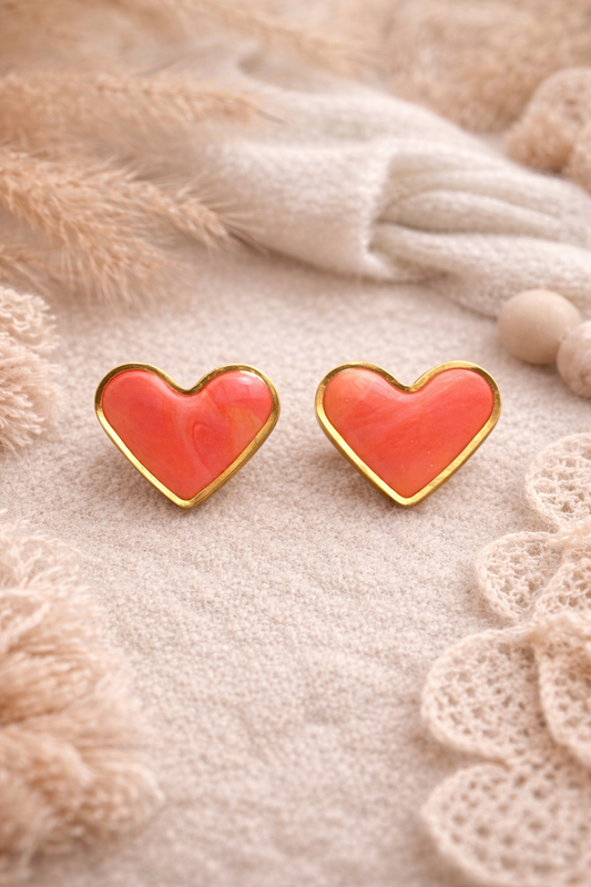 Boucles d’oreilles « Valentine » corail