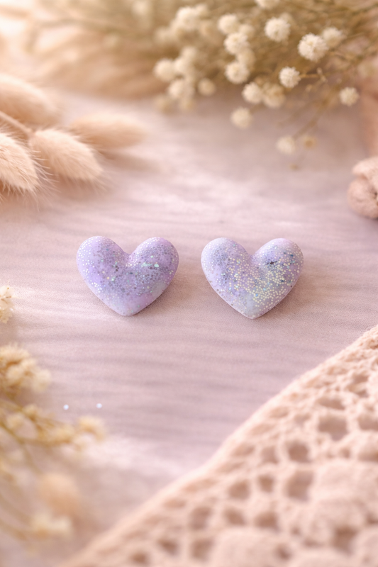 Boucles d’oreilles « Cœur » lilas/argenté