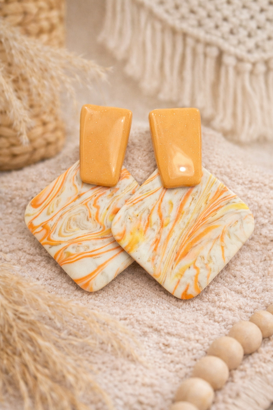 Boucles d'oreilles "Maxi Carry", vanille/melon