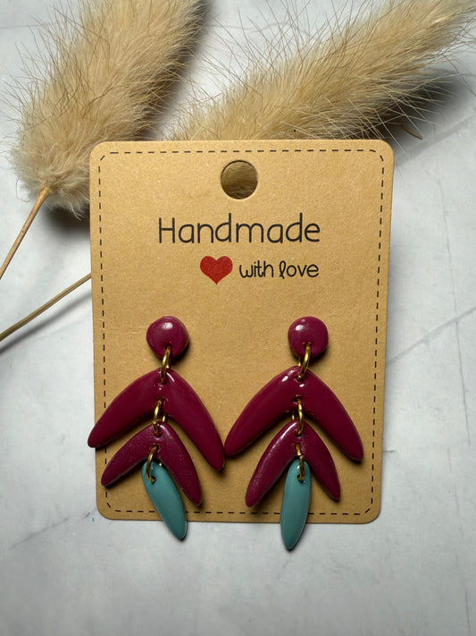 Boucles d’oreilles « Boho » mauve/turquoise