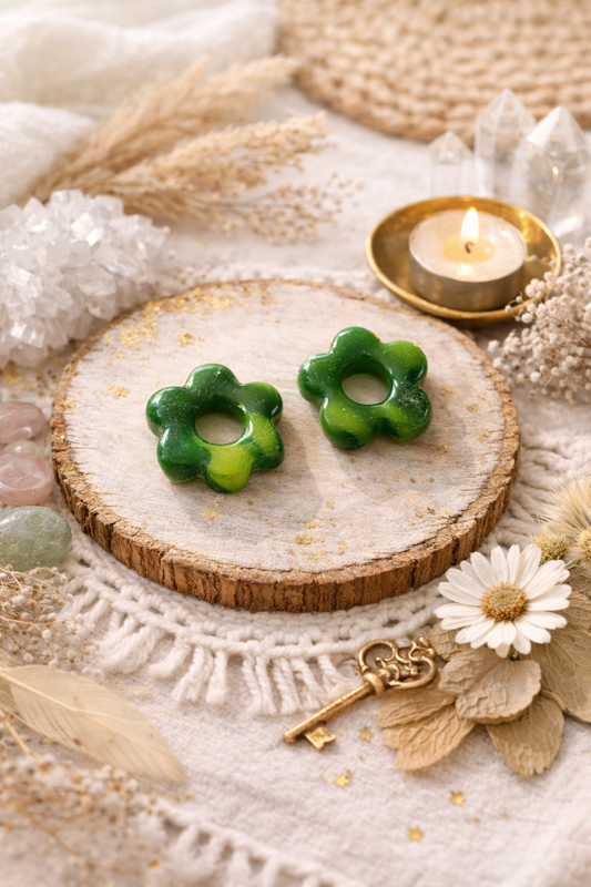 Pampilles "Flora" S, marbré vert/kaki