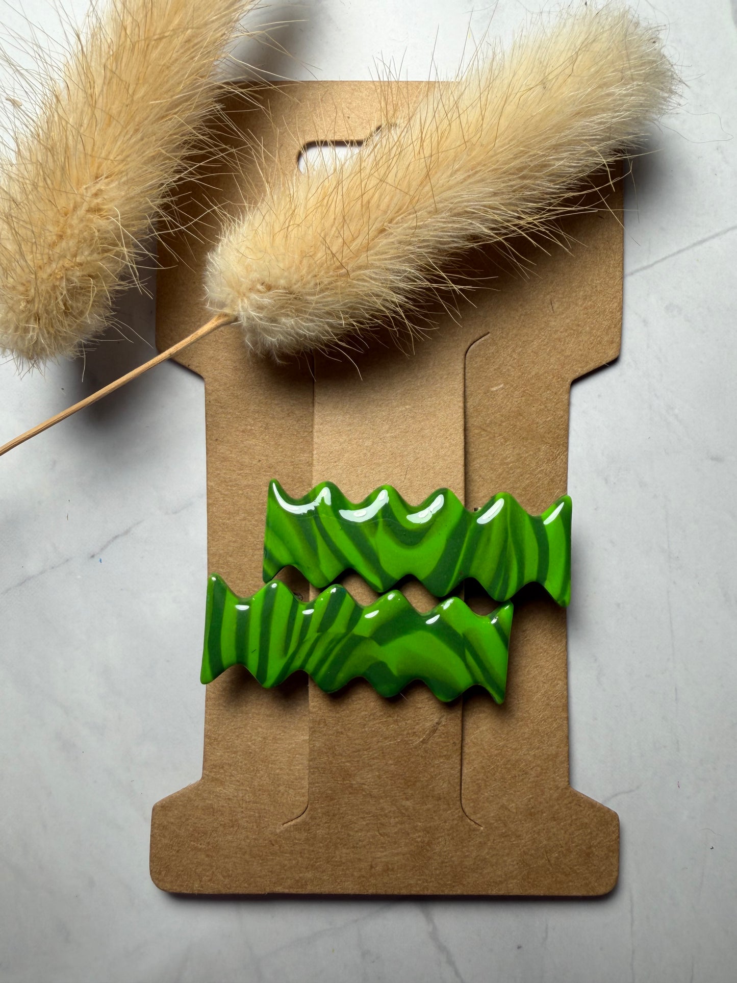 Pince à cheveux « Marbre vert »