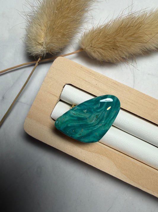 Bague « Galet » marbré turquoise/doré