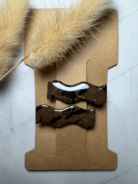 Pince à cheveux « Marbre Marron »