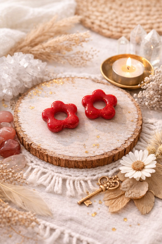 Pampilles "Flora" S, marbré rouge/bordeaux pailleté