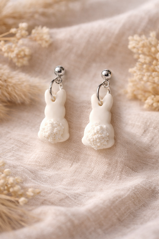 Boucles d’oreilles « Lapinou », blanc