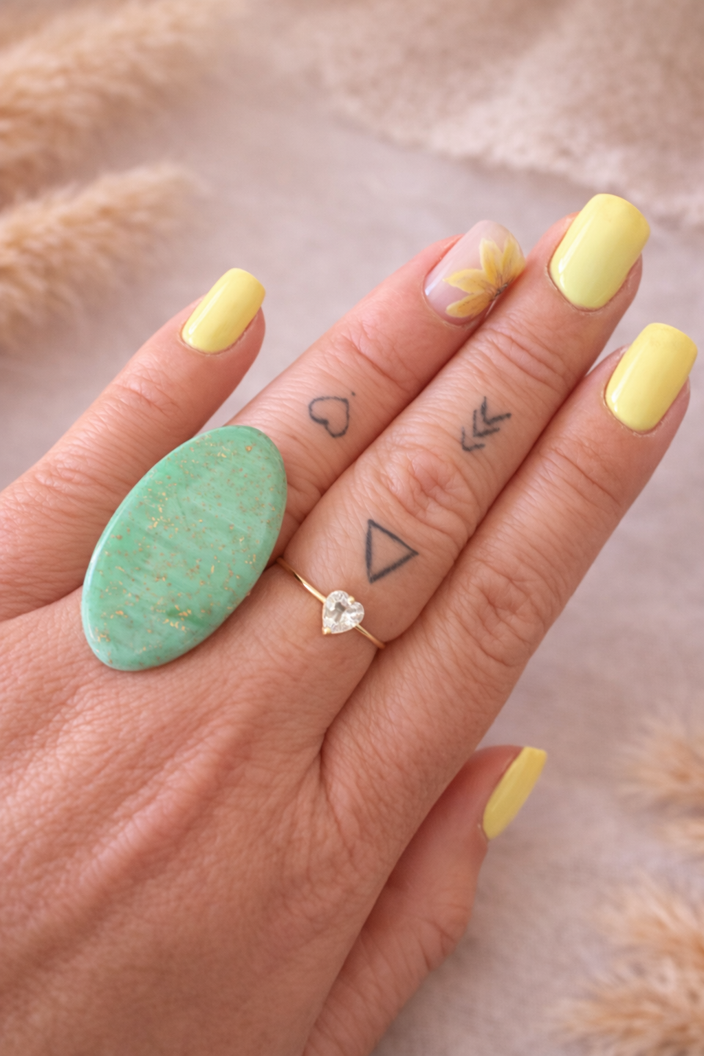 Bague « Ovale » maxi, marbré vert/doré