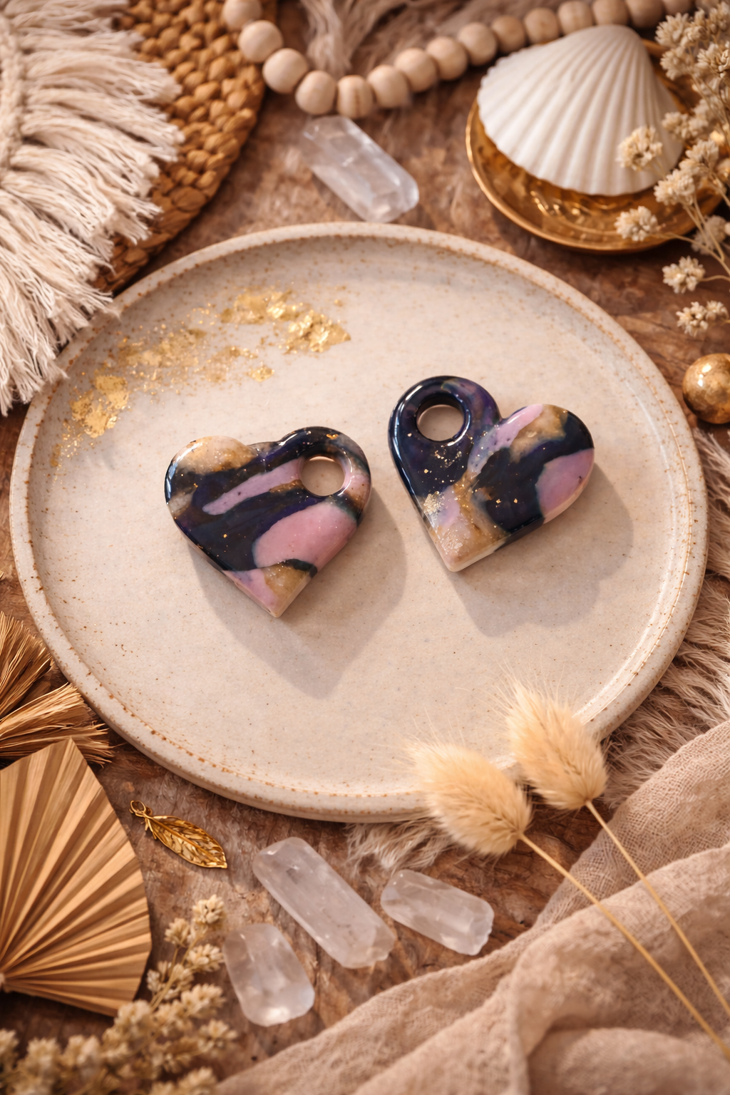 Pampilles "Amara" S, marbré rose/beige/nuit pailleté