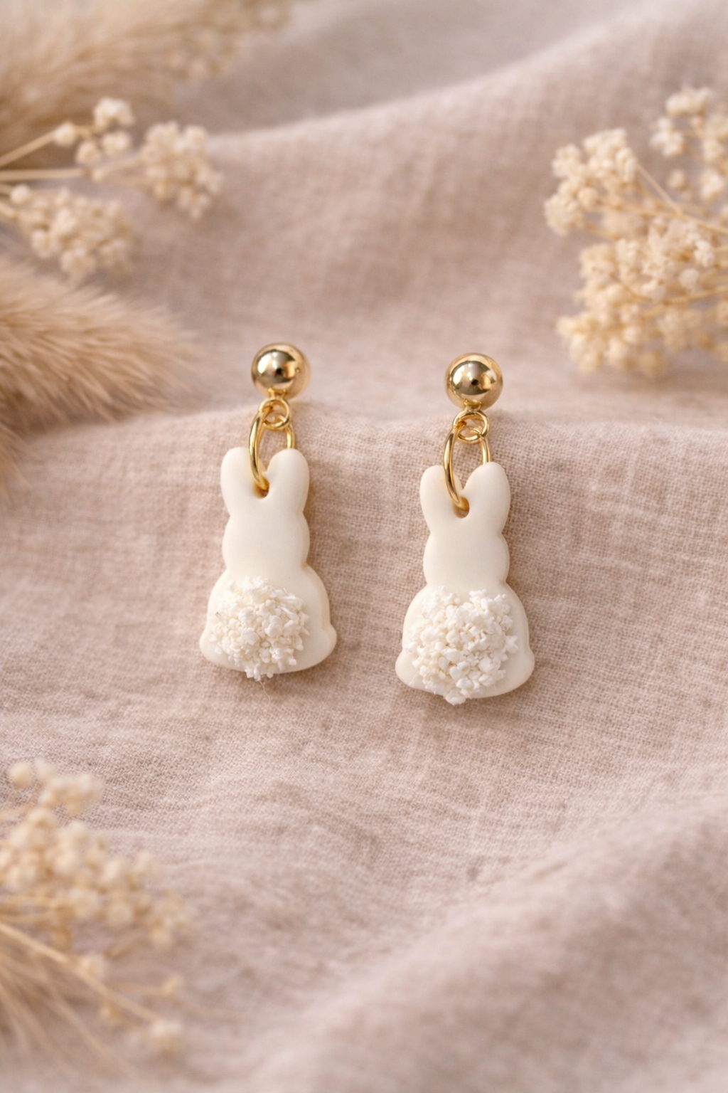 Boucles d’oreilles « Lapinou », blanc