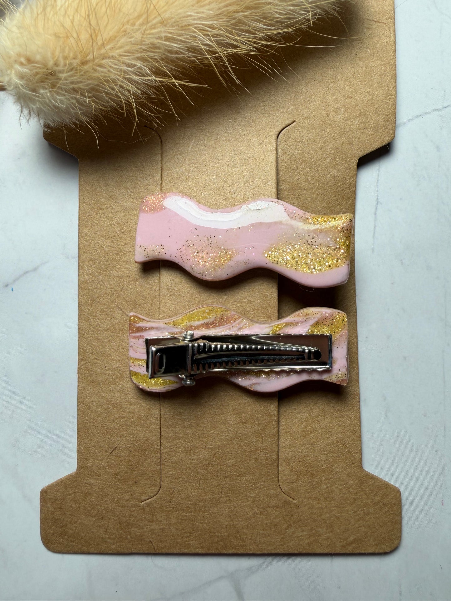 Pince à cheveux « Marbre Rose »