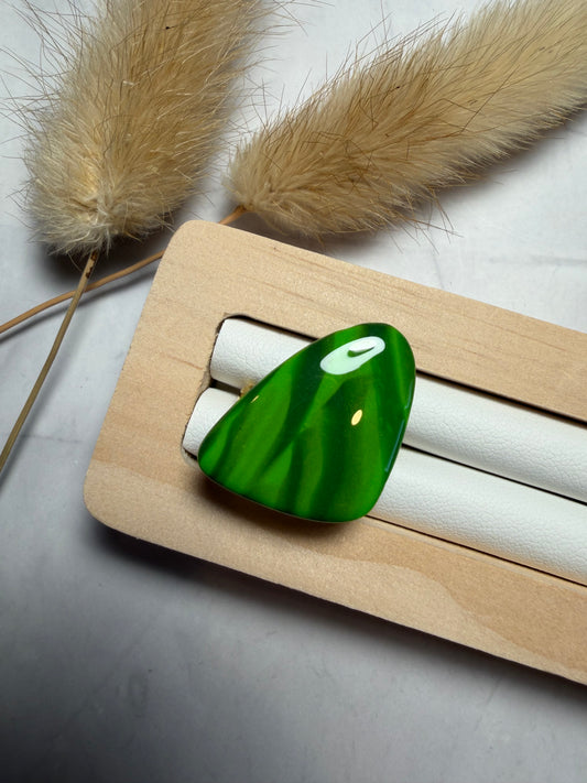 Bague « Galet », marbré vert/kaki