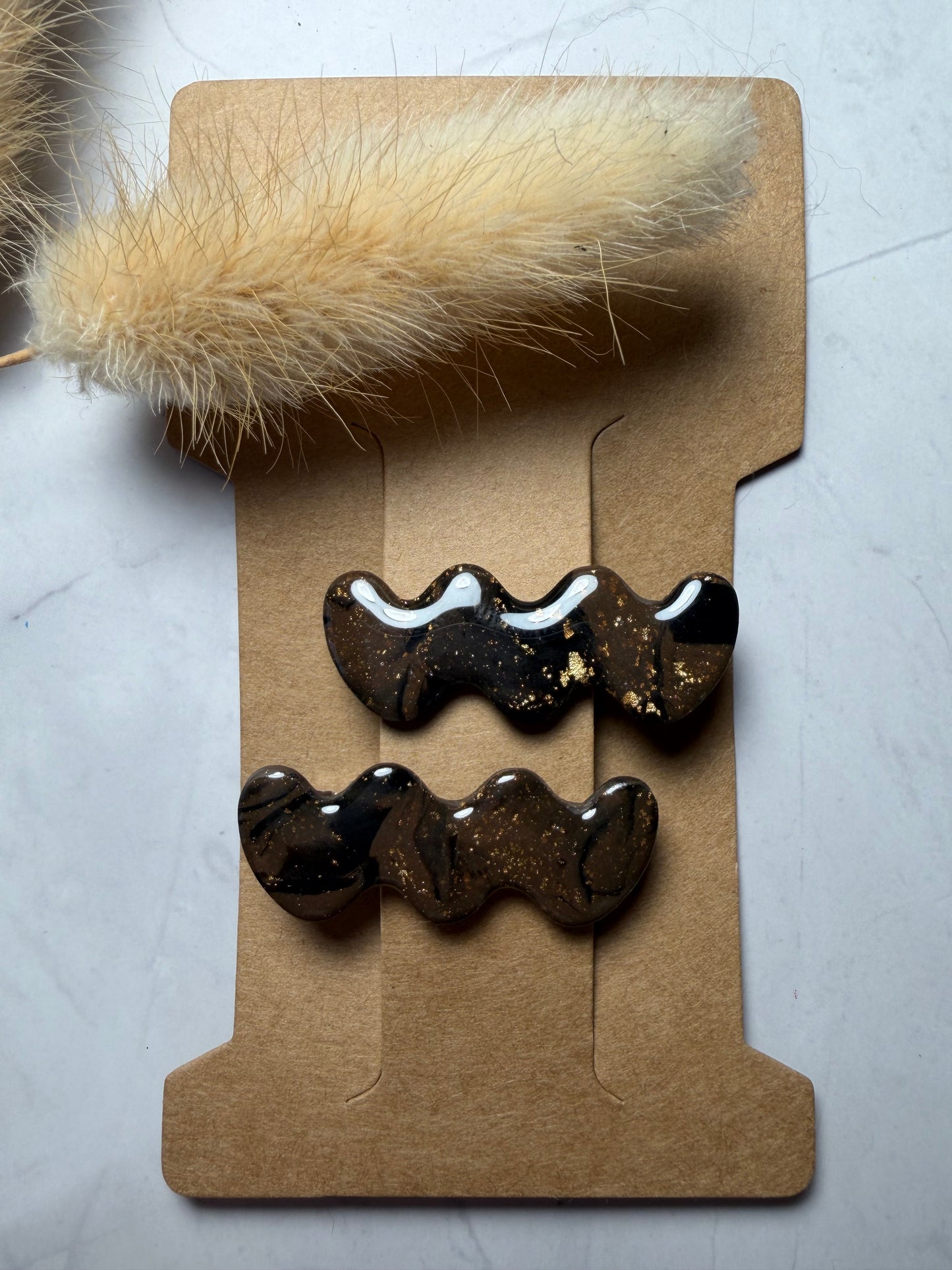 Pince à cheveux « Marbre Marron »