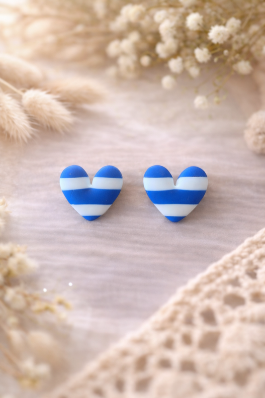 Boucles d’oreilles « Cœur » rayée Santorin