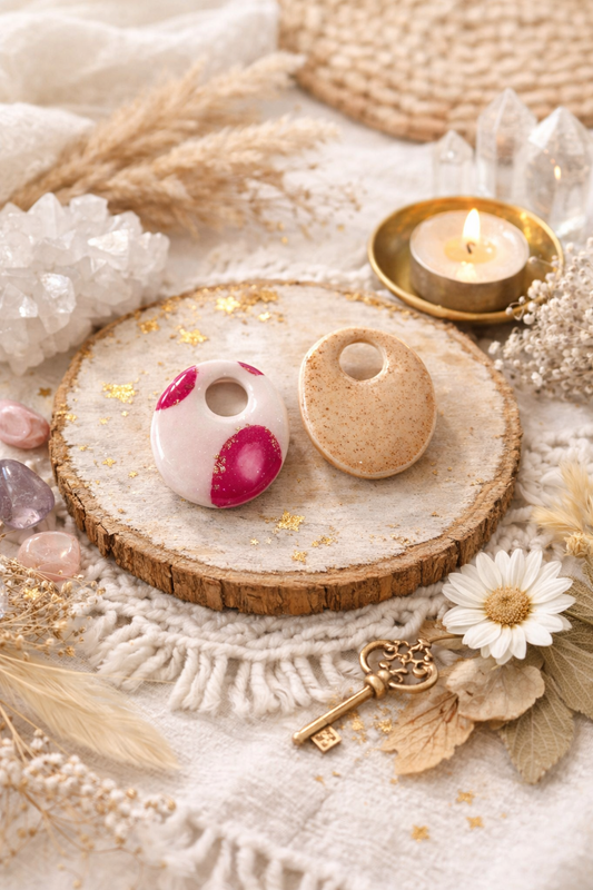 Pampilles "Ovales", blanc/rose/doré