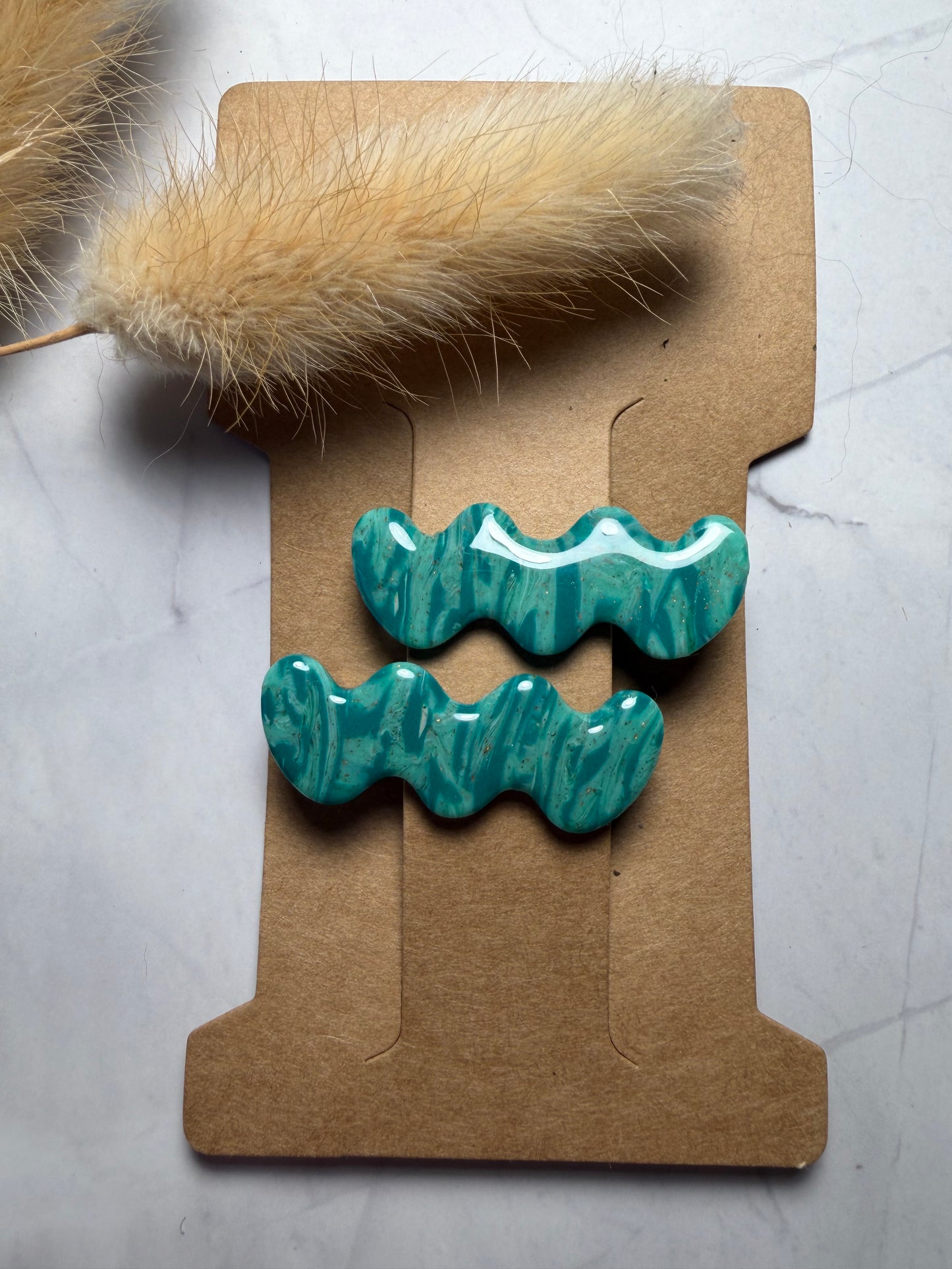 Pince à cheveux « Marbre Turquoise »